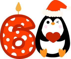 Christmas Penguin and Number