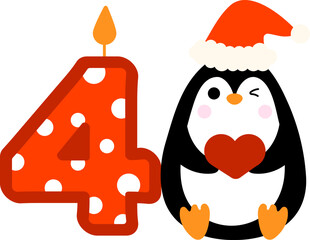 Christmas Penguin and Number