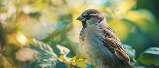 Nature wildlife image of bird standing on tree branch. Symbol of the wonders of the avian world.
