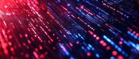 Abstract digital lines glowing in red and blue colors. Futuristic technology concept.