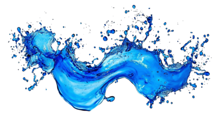 Blue liquid splash isolated on transparent background.