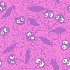 Halloween fruit monsters seamless cherry pattern for fabrics and linens