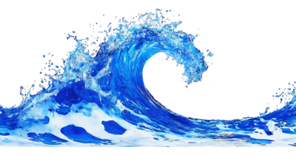 A blue wave isolated on transparent background.