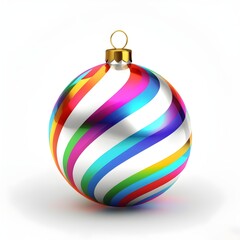 sparkling christmas ball with vibrant rainbow colors, isolated for decor