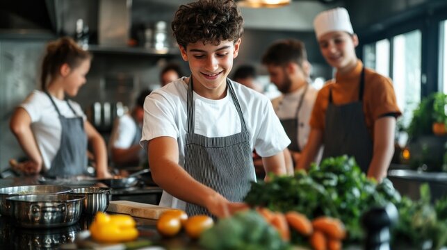 Young Chef Prepares Meal