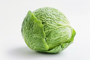 Fototapeta premium A close-up shot of a cabbage on a white surface, great for food or agriculture themed projects