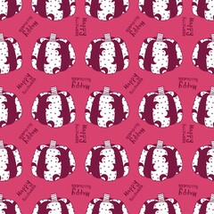 Halloween cute pumpkins seamless monsters pattern for wrapping paper and fabric