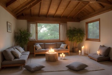 リビングで楽しむアロマキャンドル、いいムード