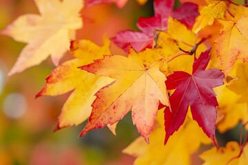 Obraz premium Closeup of Colorful Autumn Leaves