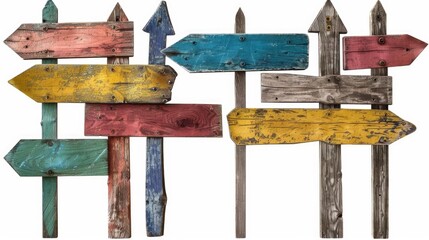 A group of wooden signs pointing in different directions