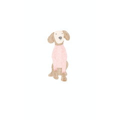 Watercolor cute dog wearing winter sweater illustration. Isolated on white background. Merry Christmas and happy New Year. 