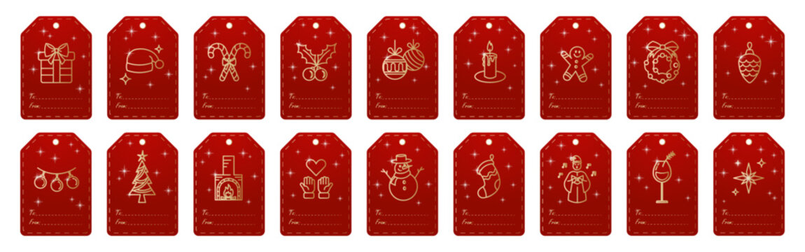 Christmas and New Year gift tags sets in vector. Paper labels set.