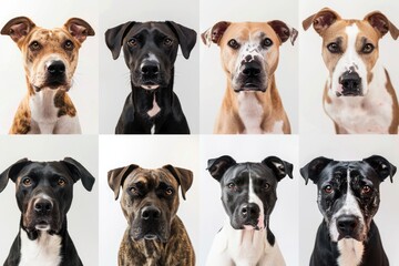 A group of dogs gazing at the camera, friendly and curious
