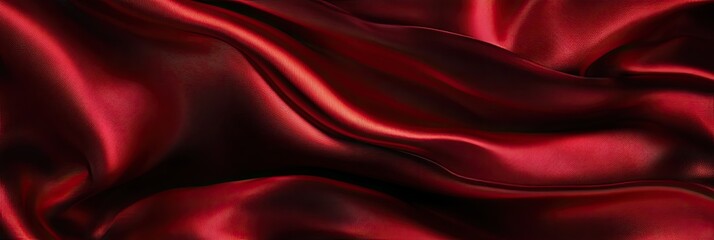 Obraz premium Satin fabric texture with smooth, flowing folds in deep red tones