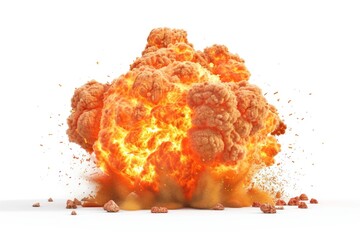 A massive cloud of orange and yellow smoke billows into the air after a powerful explosion