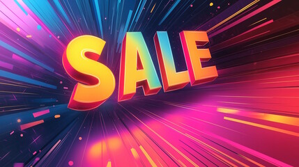 Bright "Sale" text with colorful, dynamic rays, evoking excitement and energy. This image is great for sales promotions, including Black Friday, Cyber Monday, or any other retail events