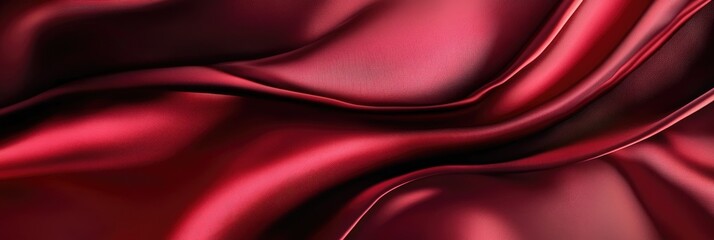 Obraz premium Satin fabric texture with smooth, flowing folds in deep red tones
