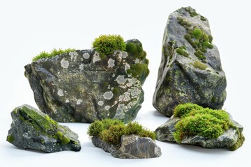 Close-up of moss-covered rocks in natural environment