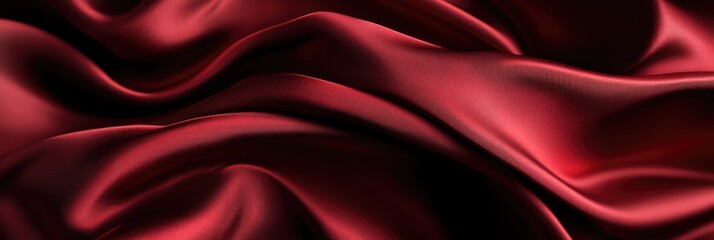 Obraz premium Satin fabric texture with smooth, flowing folds in deep red tones