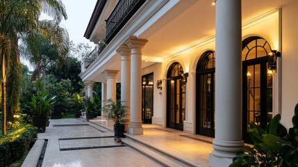 Luxury villa entry, terrace shot