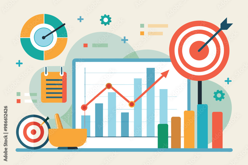 Poster data analysis reveals flat trends with targets highlighted, representing performance metrics over ti