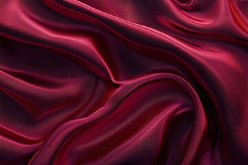 Obraz premium Satin fabric texture with smooth, flowing folds in deep red tones