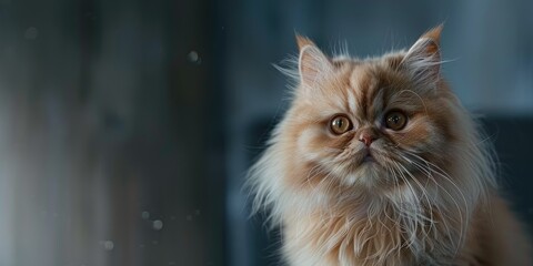 Long-haired Feline Breed with a Round Face and Short Snout