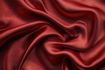 Obraz premium Satin fabric texture with smooth, flowing folds in deep red tones