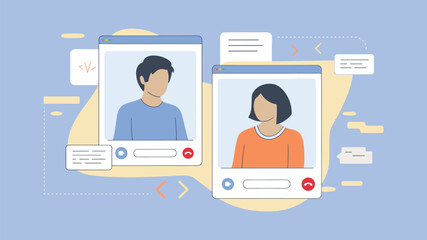 virtual meeting illustration remote communication oncept