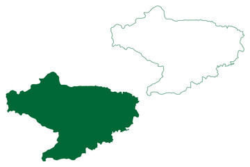 Obraz premium Nilgiris district (Tamil Nadu State, Republic of India) map vector illustration, scribble sketch Nilgiri map