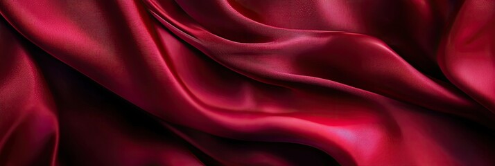 Obraz premium Satin fabric texture with smooth, flowing folds in deep red tones