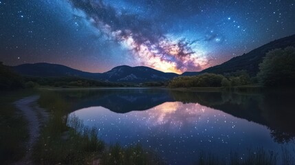 Milky Way Reflection in a Serene Lake
