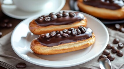 Eclairs with coffee