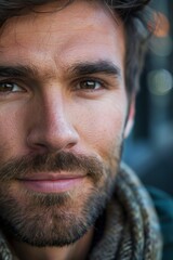 Obraz premium Street Photography, close up of a French man with short stubble