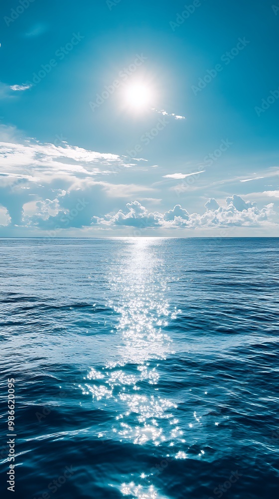 Canvas Prints Tranquil Blue Ocean with Sun Glimmering on Water Surface