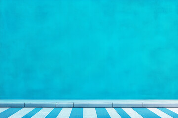 Bright turquoise wall with white stripes creating a vibrant background for creative design projects