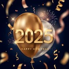 Naklejka premium Happy New Year 2025 