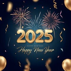Fototapeta premium Happy New Year 2025 