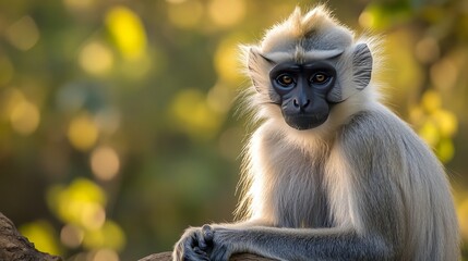 Fototapeta premium Gray Langurs, also known as Hanuman Langurs, live in Bandhavgarh National Park in India.