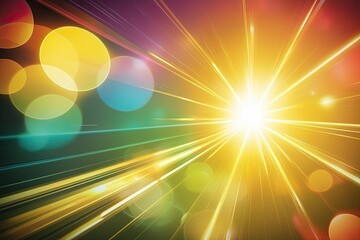 Obraz premium Artistic Effects of Colorful Light Transitions and Playful Lens Flares with Golden Glimmers and Stimulating Sunlight