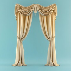 3D Curtains Icon: Elegant Window Treatment Illustration Logo