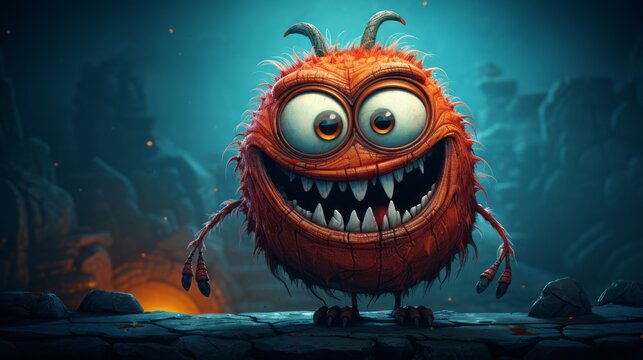 Joyful Halloween orange Monster