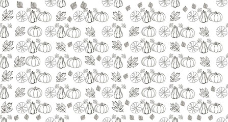 a seamless pattern of black and white pumpkins. Doodle seamless pattern pumpkins. Vegetables seamless pattern, isolated background