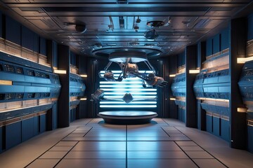 Fototapeta premium High-tech Cybernetic Space Design for Deep Space Station Setup