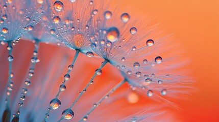 Dandelion fluff and water drops: abstract art