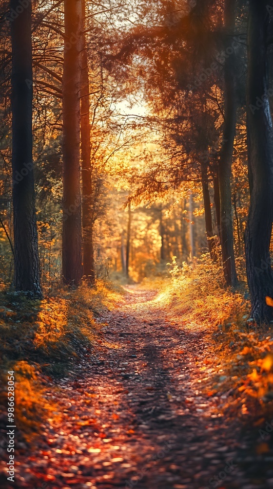 Canvas Prints Sunlight through Autumn Trees Forest Path Landscape