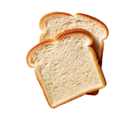 Two slices of bread with a lightly toasted crust on a transparent background