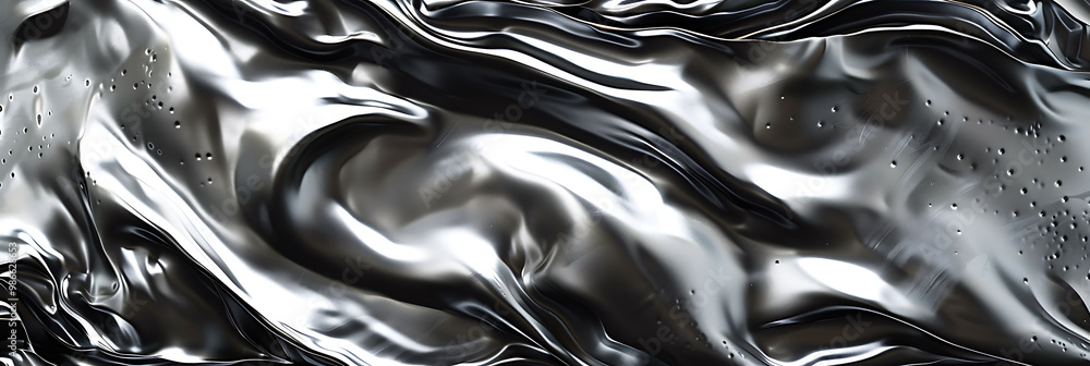 Poster surreal abstract art composition featuring 2d ink blots merging with 3d liquid metal symbolizing the