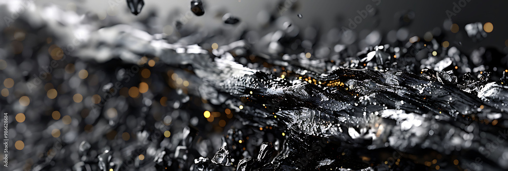 Poster surreal abstract art composition featuring 2d ink blots merging with 3d liquid metal symbolizing the