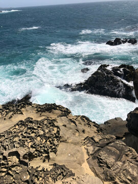 Waves crashing on rocks in Gualala, California
